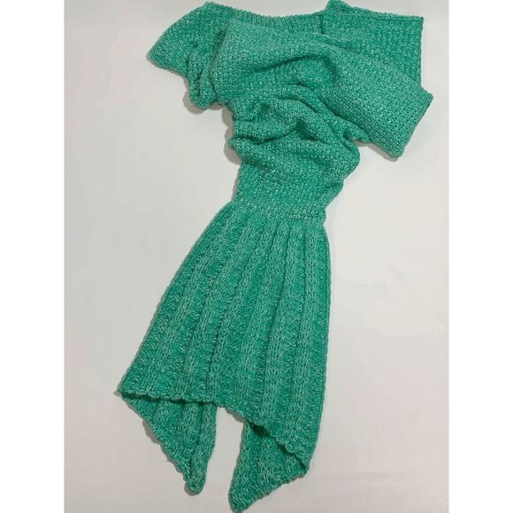 Mermaid Blanket Knitted Comfort Soft Teal Green - Picture 1 of 3